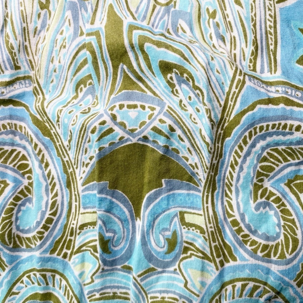 Dorothee Bis Paisley Print Green and Blue Women's Top - Picture 15 of 15
